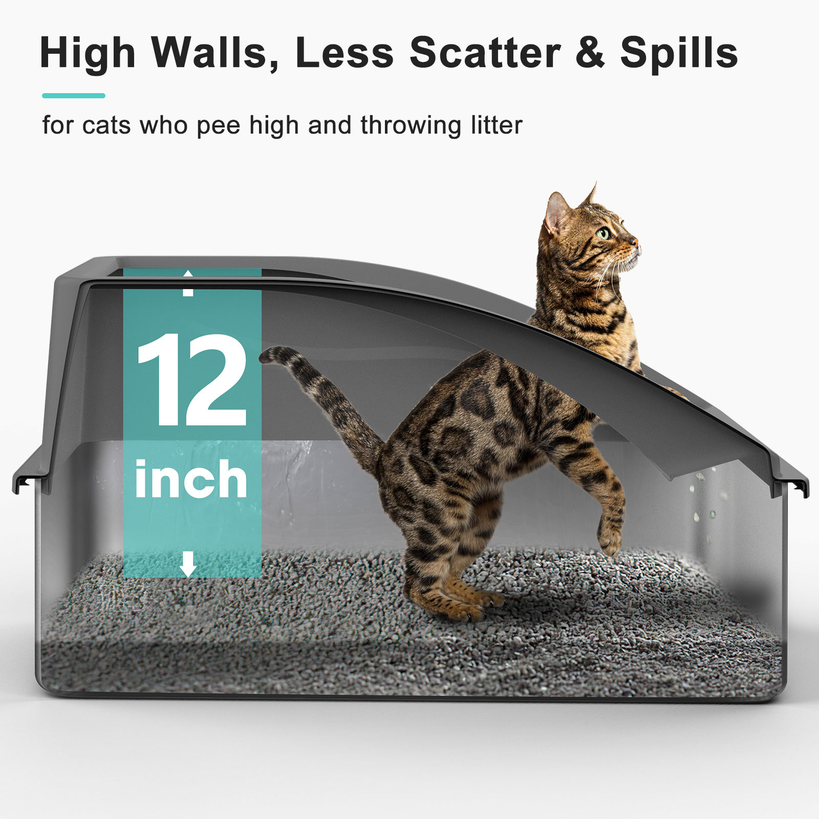 Dark gray enclosed litter box in home setting