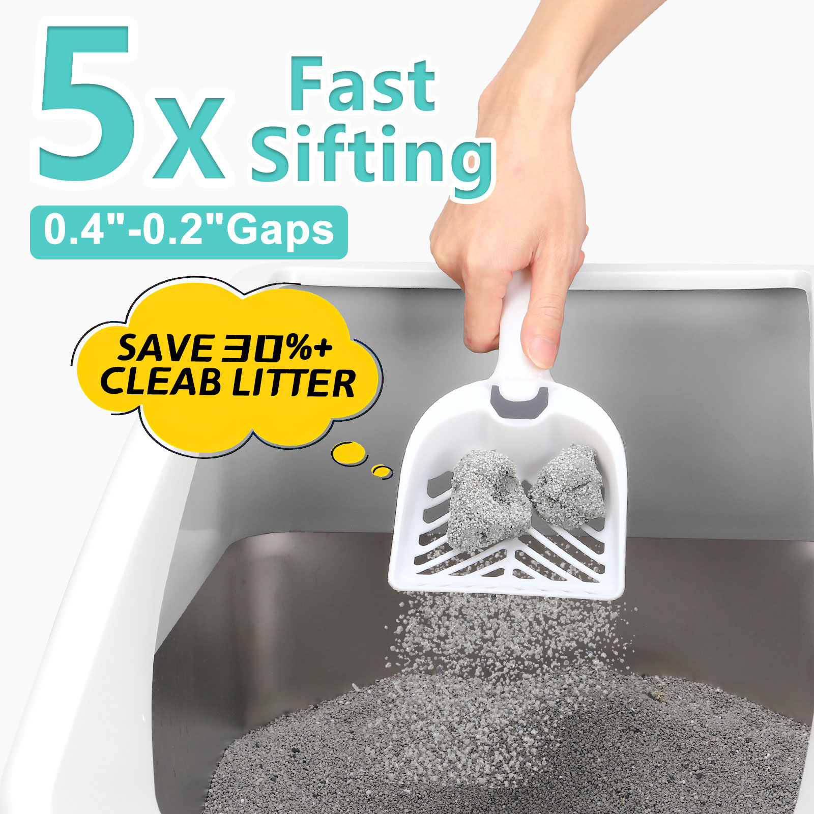 Silver gray enclosed litter box detail