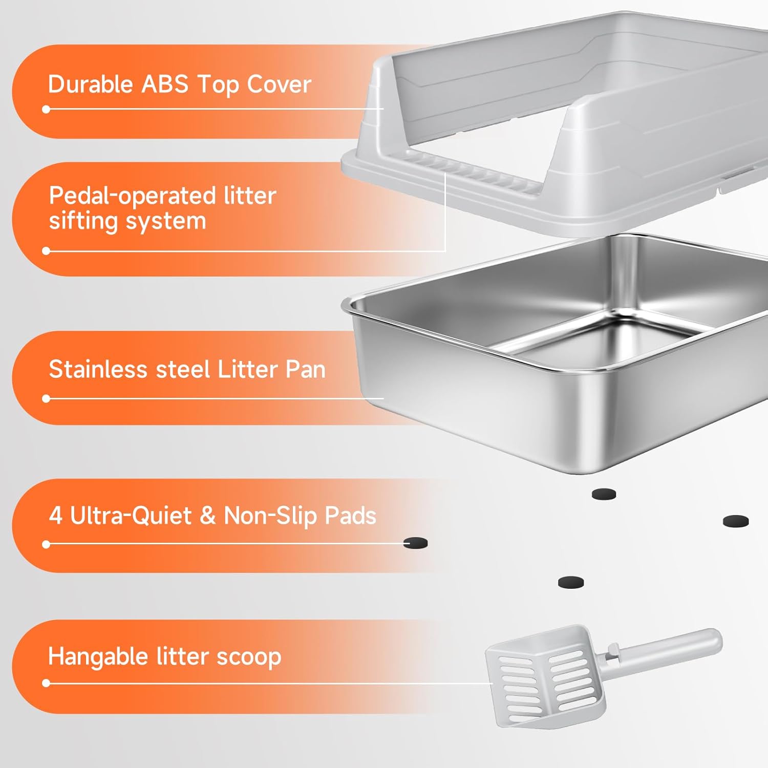 Compact litter box showing low entry design