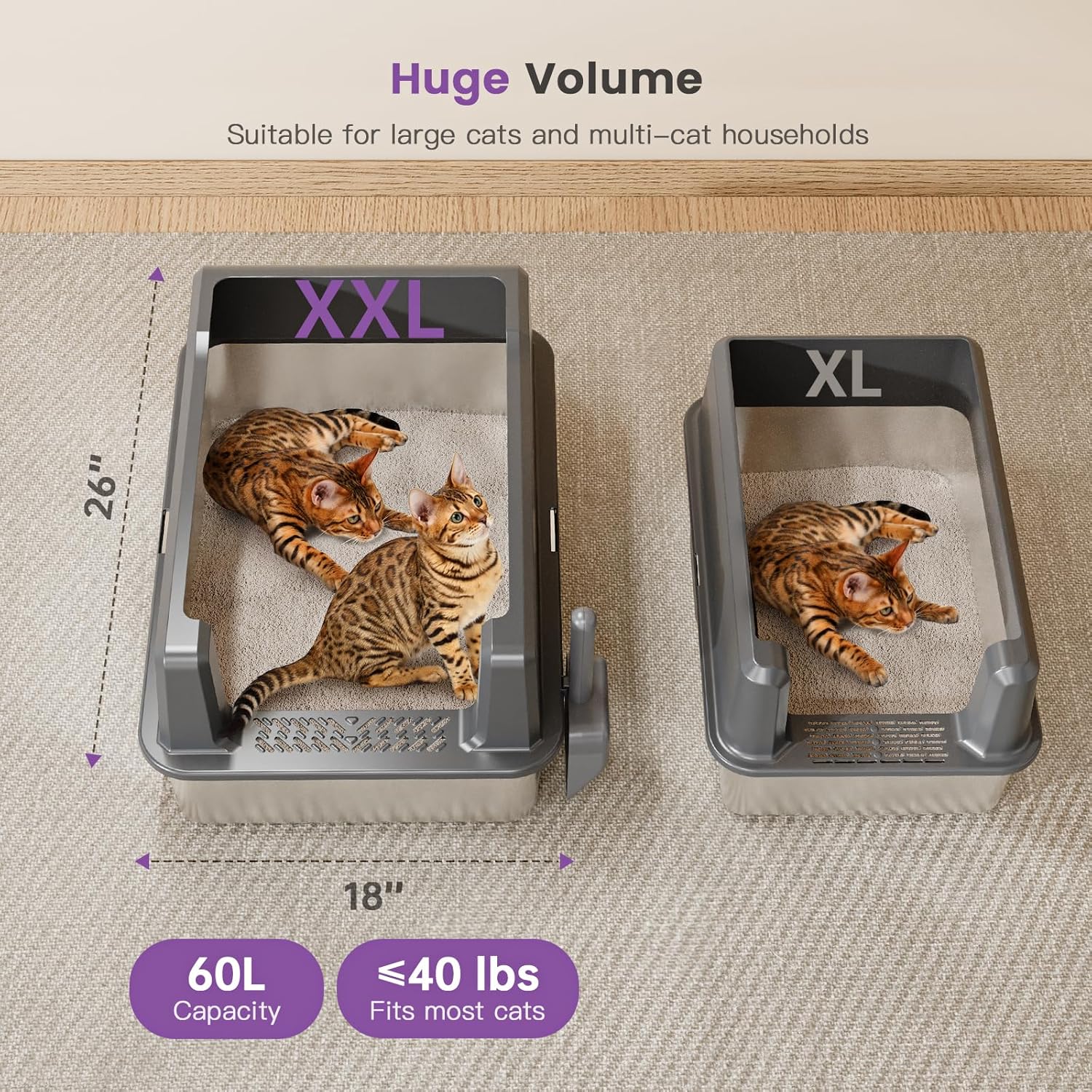 Extra Large XXL Stainless Steel Litter Box